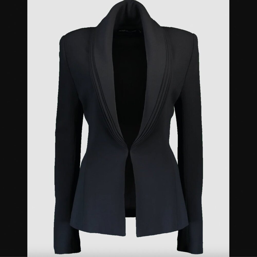 $2800 Brandon Maxwell Blue Layered Collar Blazer Jacket size 10